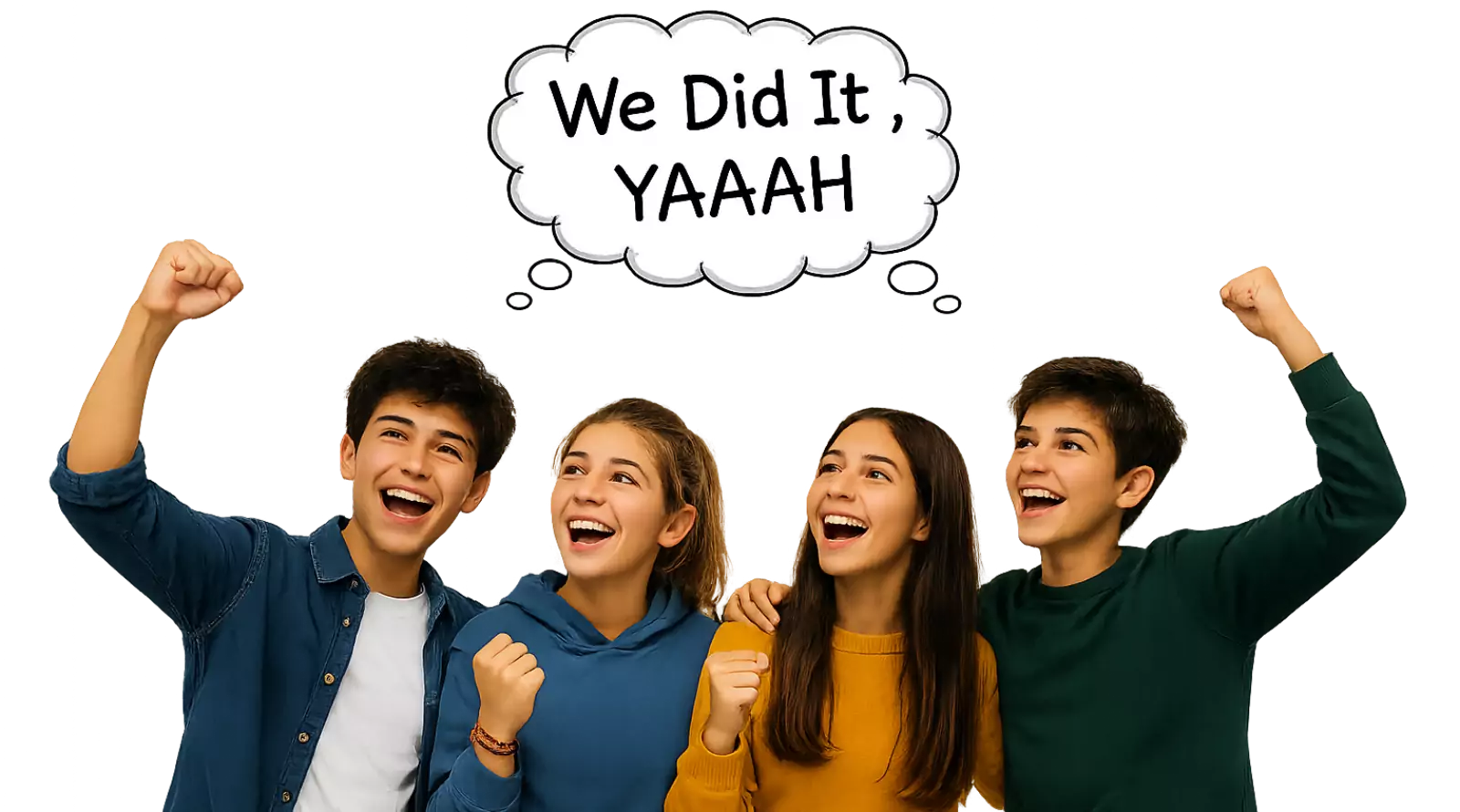 We made it — students celebrating